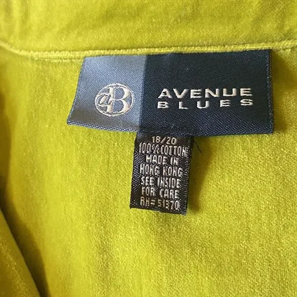 Avenue Blues Vibrant Green Velvet Full Zip Casual Cotton Jacket Women’s Sz 18/20 - Picture 5 of 8
